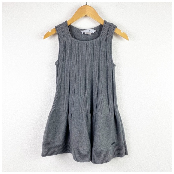 Christian Dior Gray Ribbed‎ Dress - 4T - Picture 1 of 8
